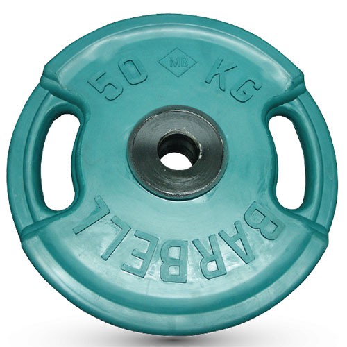 Блин обрезиненный (с ручками) зеленый MB 50 кг ф50 мм Евро - Классик Блин обрезиненный (с ручками) зеленый MB 50 кг ф50 мм Евро - Классик