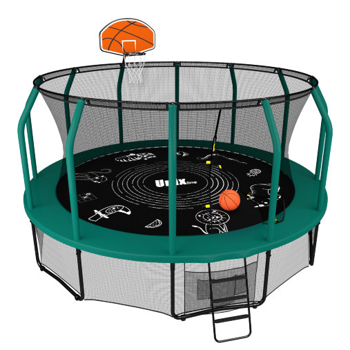 Батут пружинный с защитной сеткой UNIX line SUPREME GAME 16ft (зеленый) + баскетбольный набор Батут пружинный с защитной сеткой UNIX line SUPREME GAME 16ft (зеленый) + баскетбольный набор