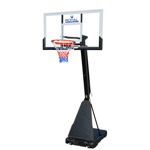 Мобильная баскетбольная стойка Royal Fitness 54", стекло, арт. S027 Мобильная баскетбольная стойка Royal Fitness 54", стекло, арт. S027