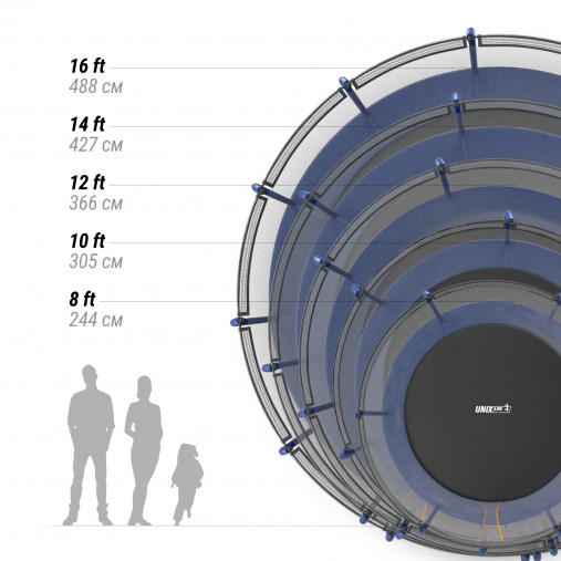Батут UNIX Line SUPREME BASIC 10 ft (Blue) 3,05м синий