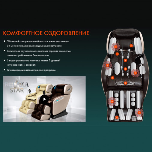 Массажное кресло UNO GRANDE UN624 Brown