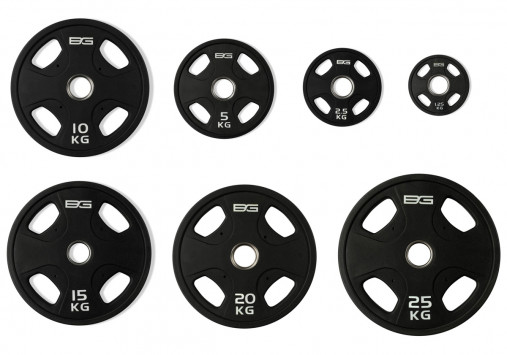 Набор олимпийских дисков 51 мм BRONZE GYM 1,25-25 кг (157,5 кг) профессиональные с хватами, полиуретановое покрытие