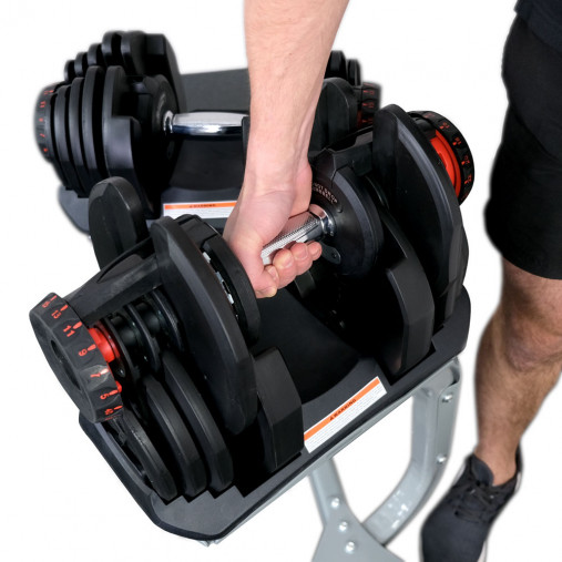 Пара гантелей с регулировкой веса Liveup LS2315 (5-40 кг) на подставке Пара гантелей с регулировкой веса Liveup LS2315 (5-40 кг) на подставке