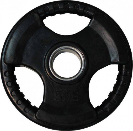 Диск обрезиненный черный, тройной хват, D 51 мм, 5 кг Диск обрезиненный черный, тройной хват, D 51 мм, 5 кг