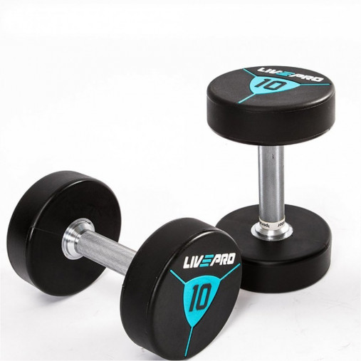 Гантели в уретане LIVEPRO Premium Urethane Dumbbells 18 кг, черный/синий